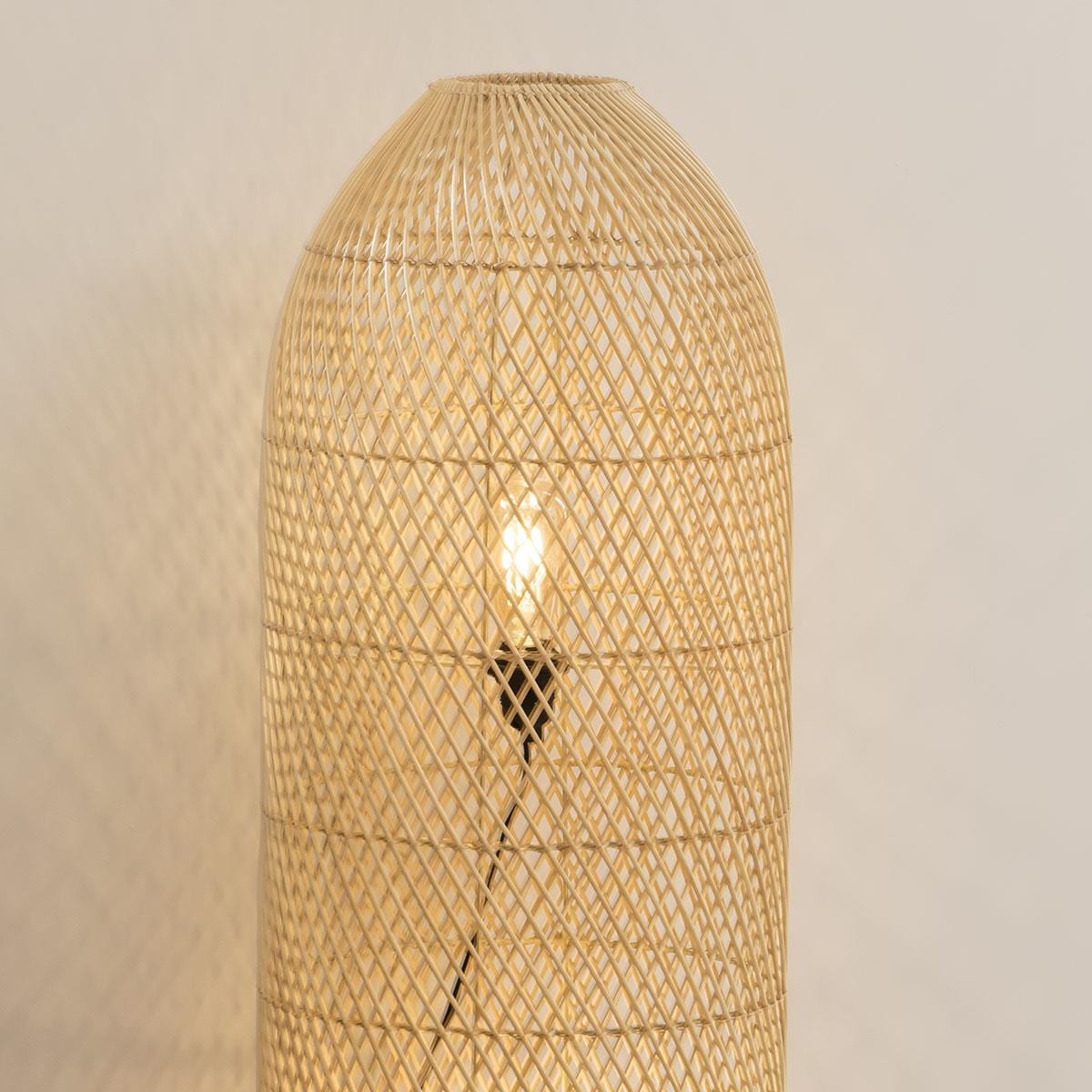 Quatropi Tall Blonde Rattan Lamp Brown 105cm Tall