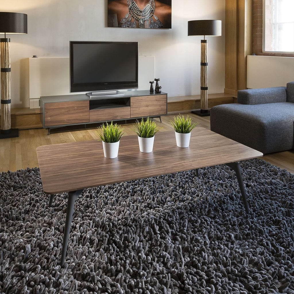 Quatropi Tembie Large Modern Rectangle Coffee Table Rich Walnut / Grey