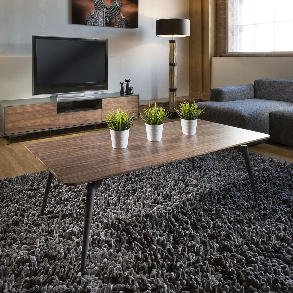 Quatropi Tembie Large Modern Rectangle Coffee Table Rich Walnut / Grey