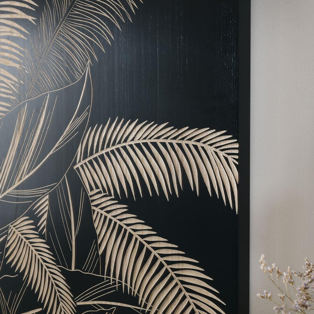 Black Palm Leaf 3 Panel Wall Art