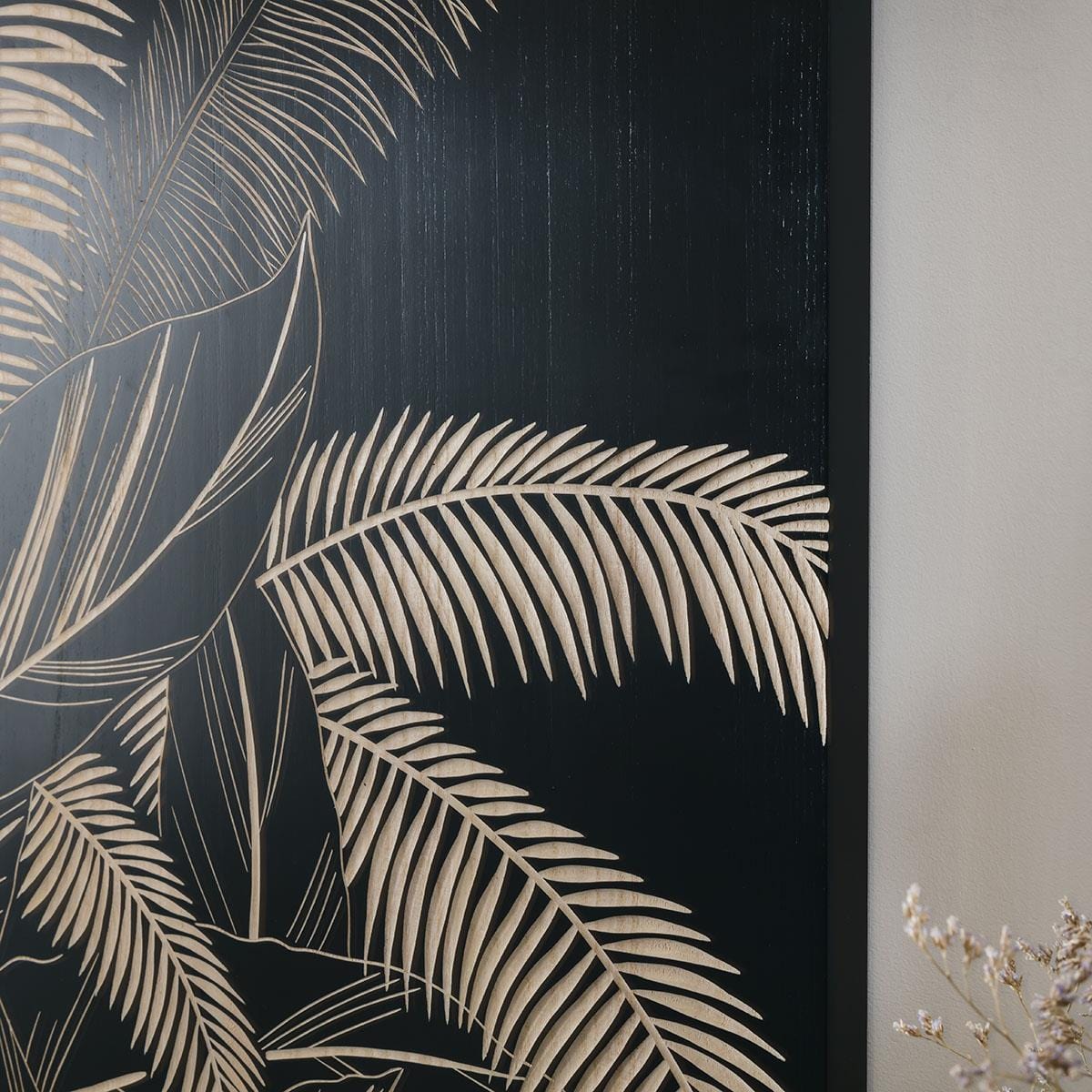 Black Palm Leaf 3 Panel Wall Art