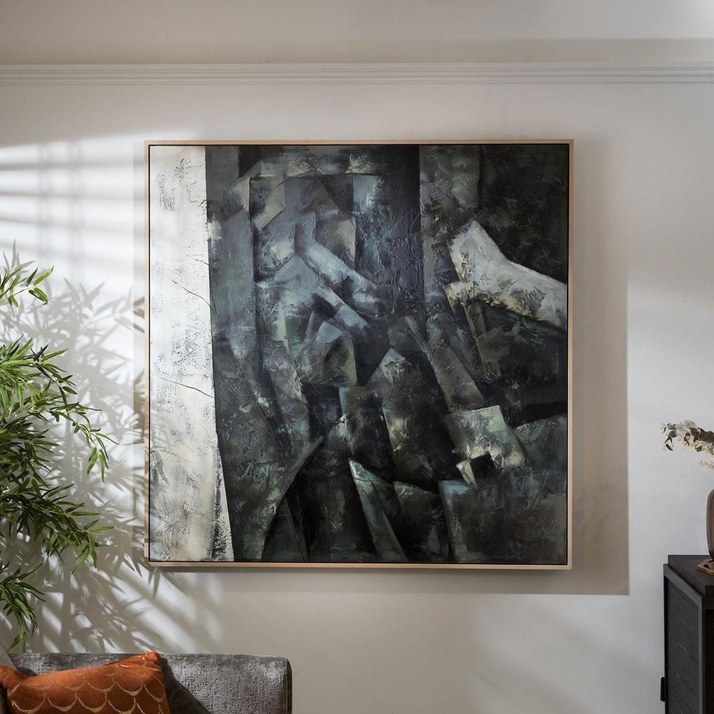 Abstract Framed Wall Art - Petrol 150x150cm