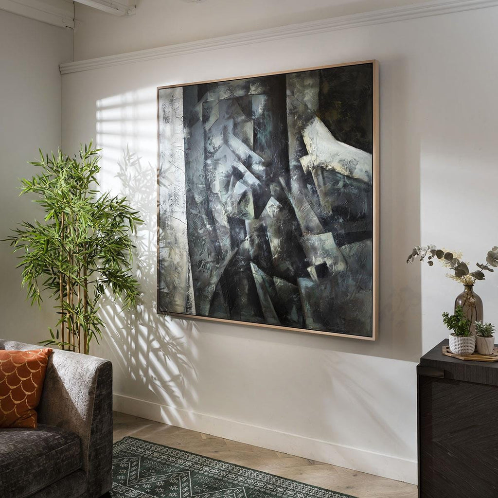 Abstract Framed Wall Art - Petrol 150x150cm