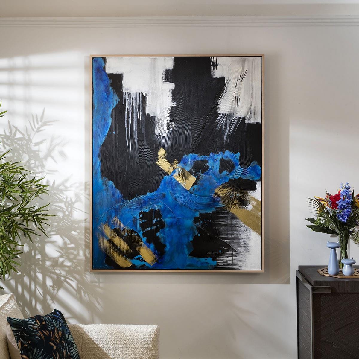 Abstract Framed Wall Art - Splash 120x150cm