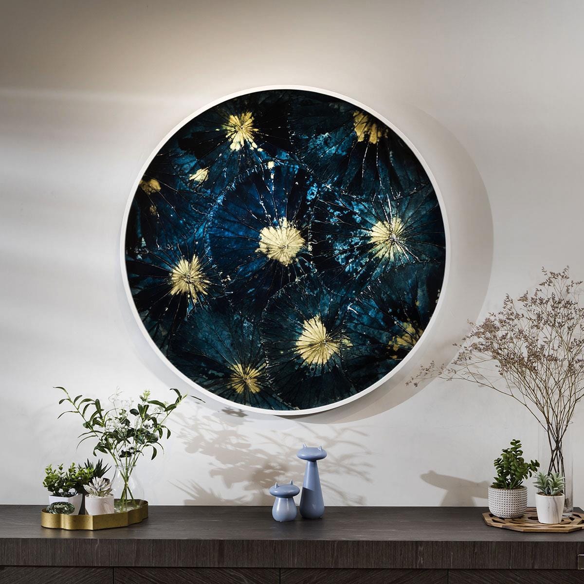 Round Hand Painted Framed Wall Art - Burst 1m
