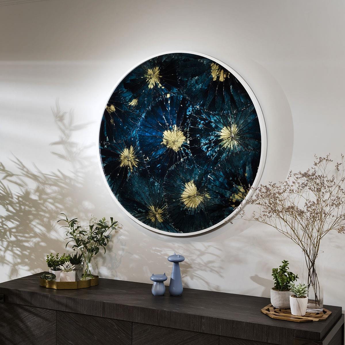 Round Hand Painted Framed Wall Art - Burst 1m