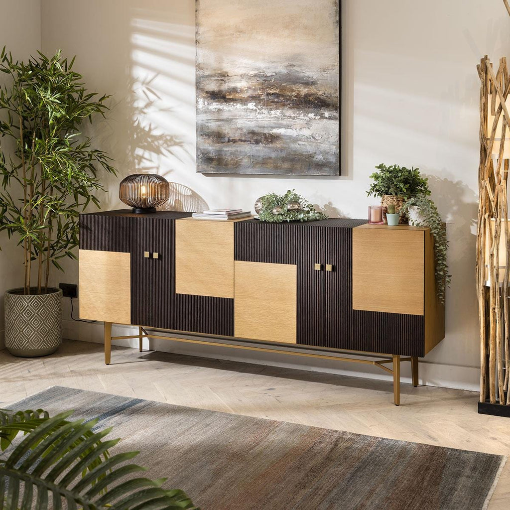 Moira 4 Door Wooden Sideboard Buffet Brown 200cm Built Up