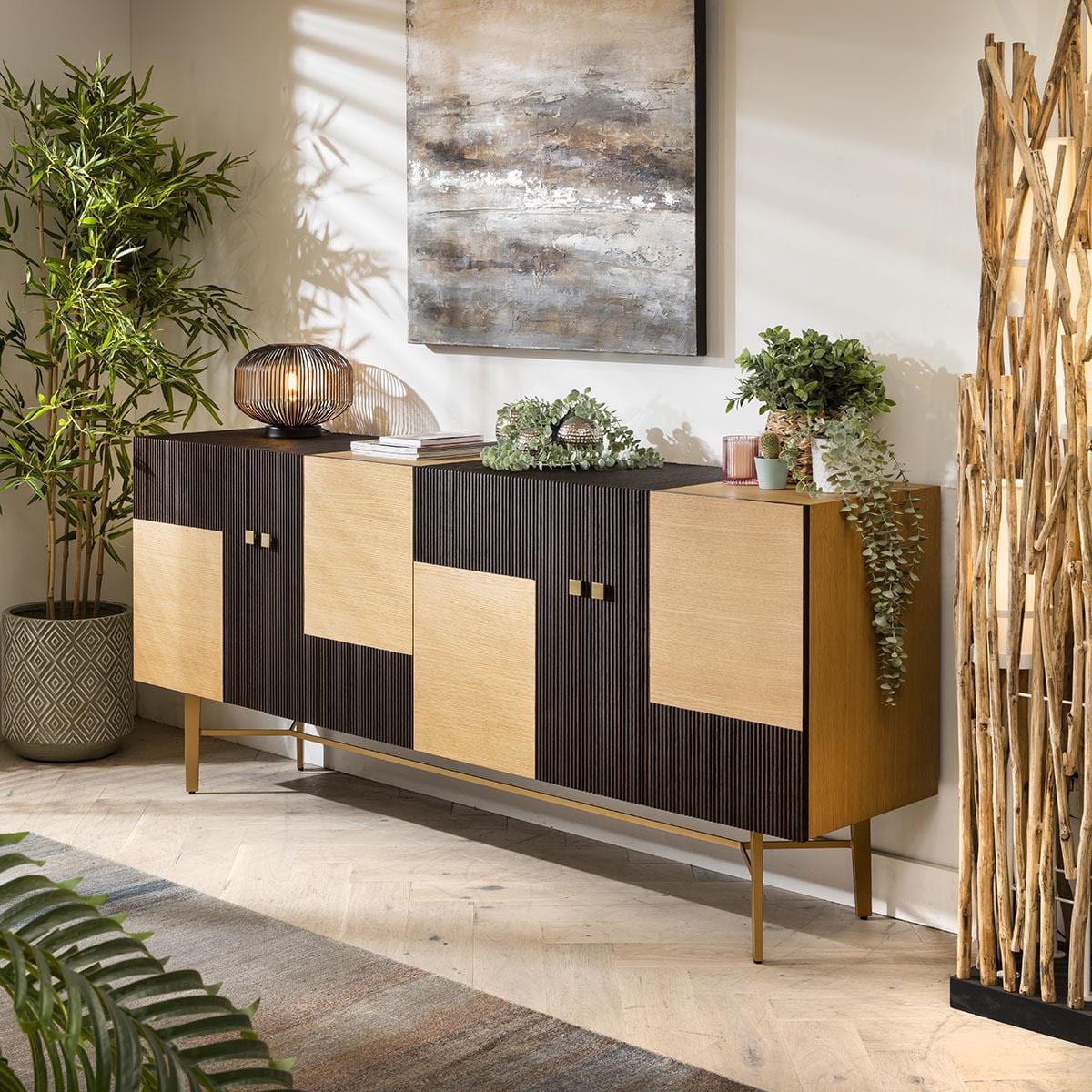 Moira 4 Door Wooden Sideboard Buffet Brown 200cm Built Up