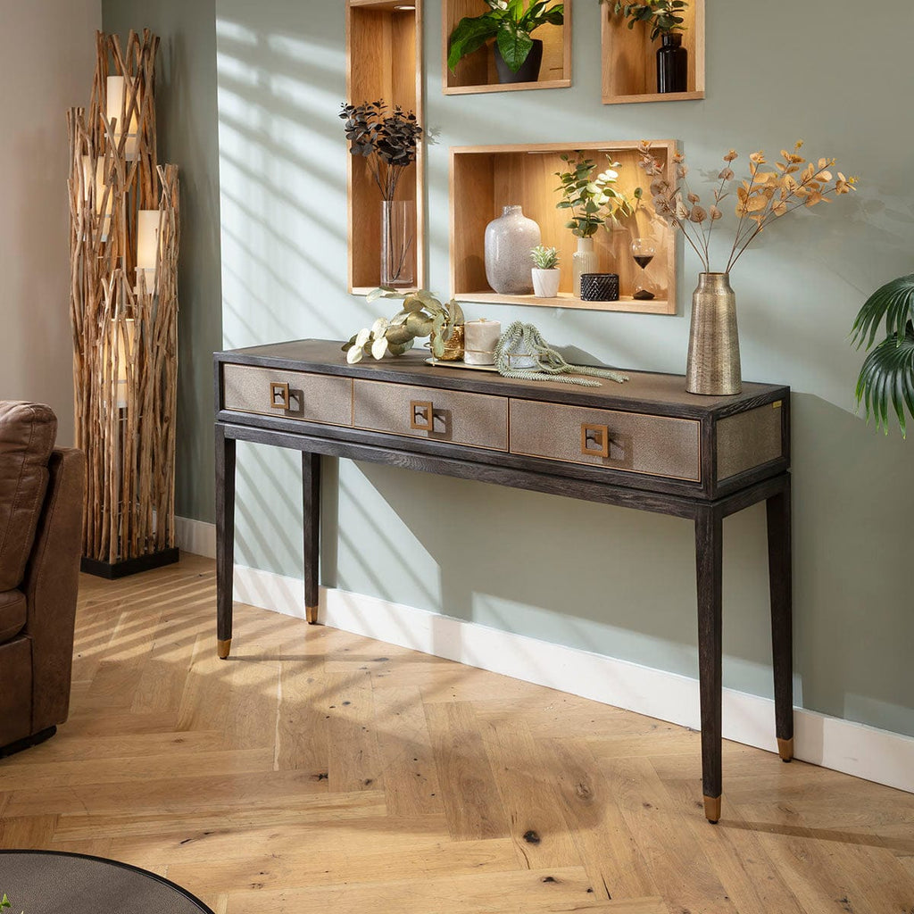 Bloomville 3-Drawer Hallway Console Table Black & Gold 165cm