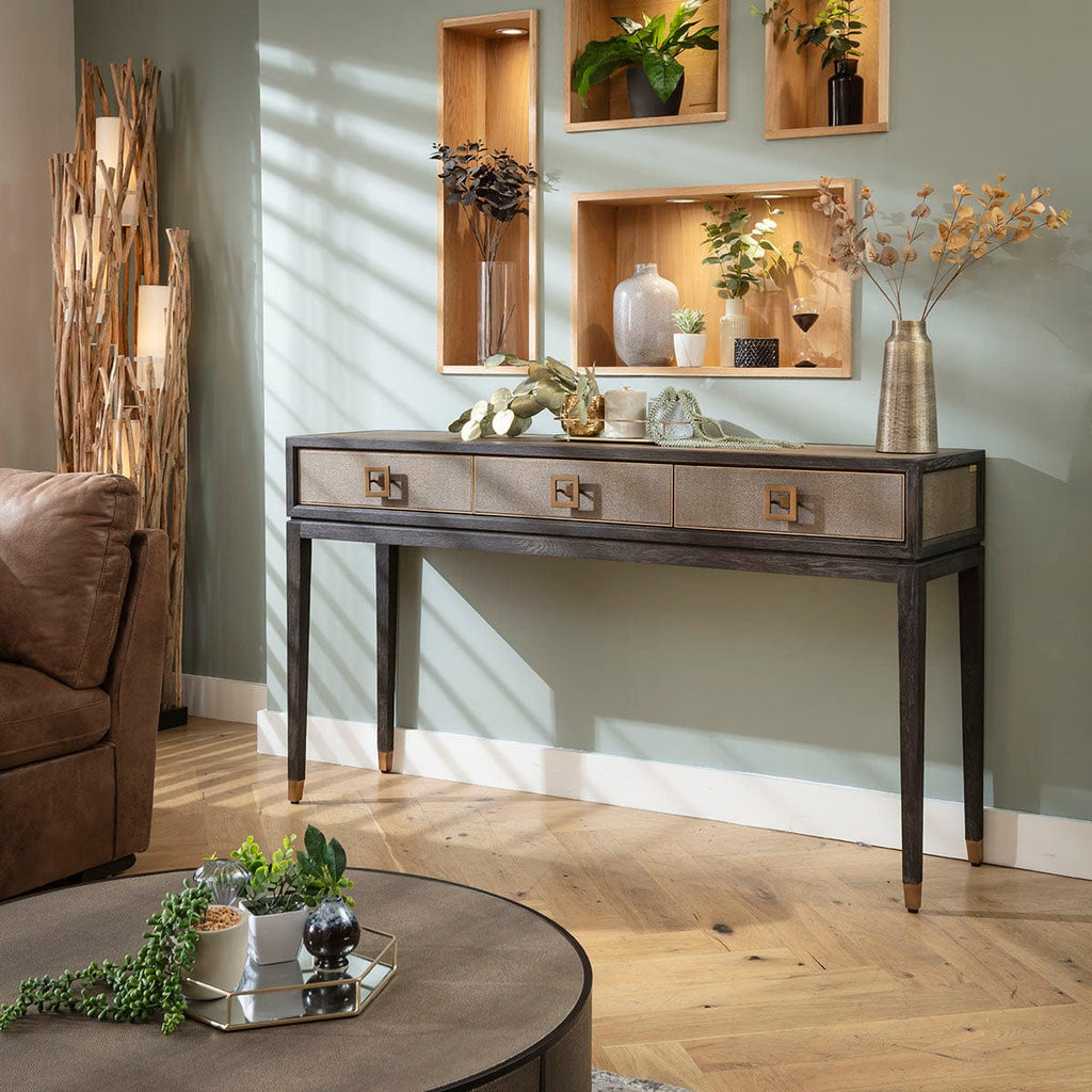 Bloomville 3-Drawer Hallway Console Table Black & Gold 165cm