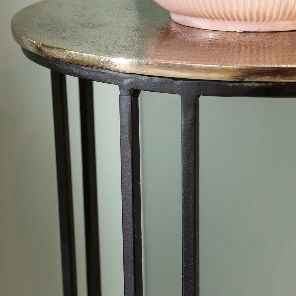 Novan Set of 2 Tall Plant Stand Side Tables Black & Gold