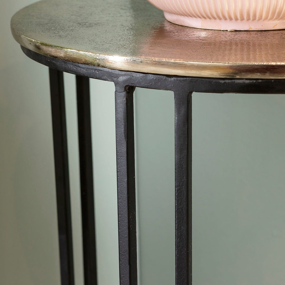 Novan Set of 2 Tall Plant Stand Side Tables Black & Gold