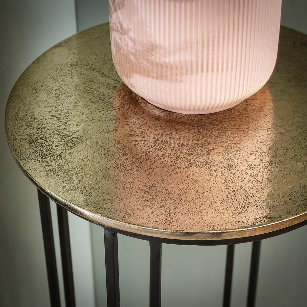 Novan Set of 2 Tall Plant Stand Side Tables Black & Gold