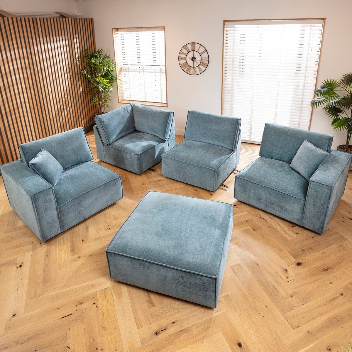 Rupert Large Modern 4 Seater Modular Chaise Sofa Settee Aqua Blue 398x196cm 7