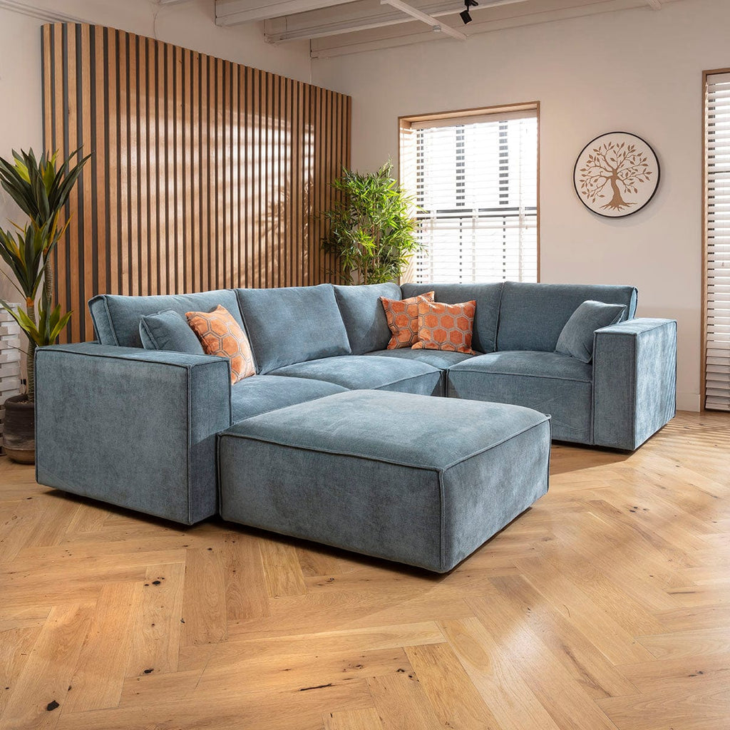 Rupert Modern 4 Seater Modular Corner Sofa Aqua Blue 306x208cm 5