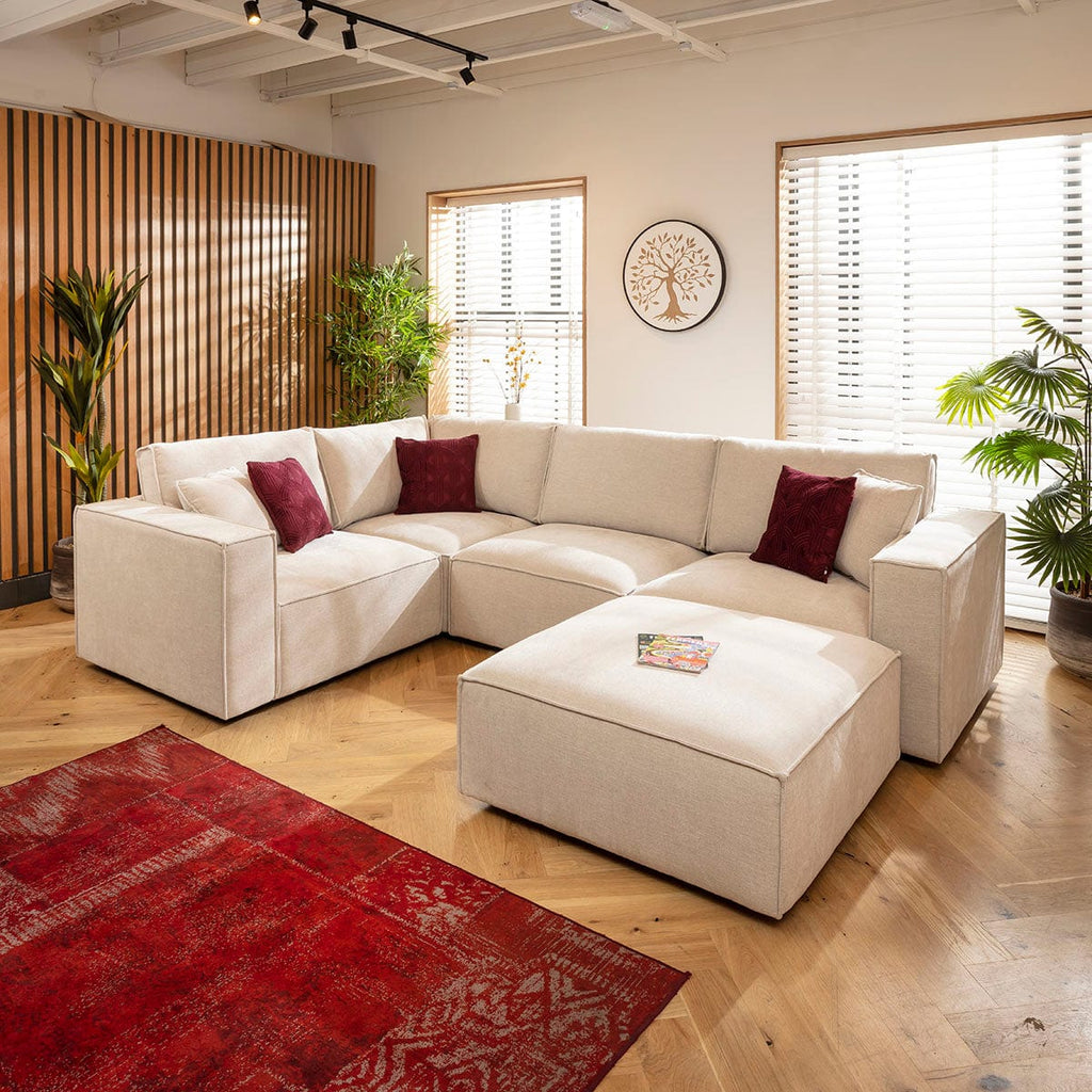 Rupert Modern 4 Seater Modular Corner Sofa Natural 306x208cm 5