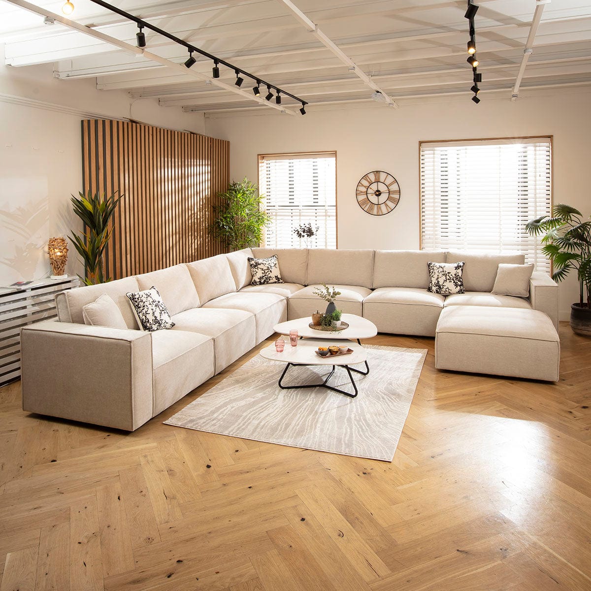 Rupert Large 7 Seater Modular Corner Sofa Natural 386x386cm 17