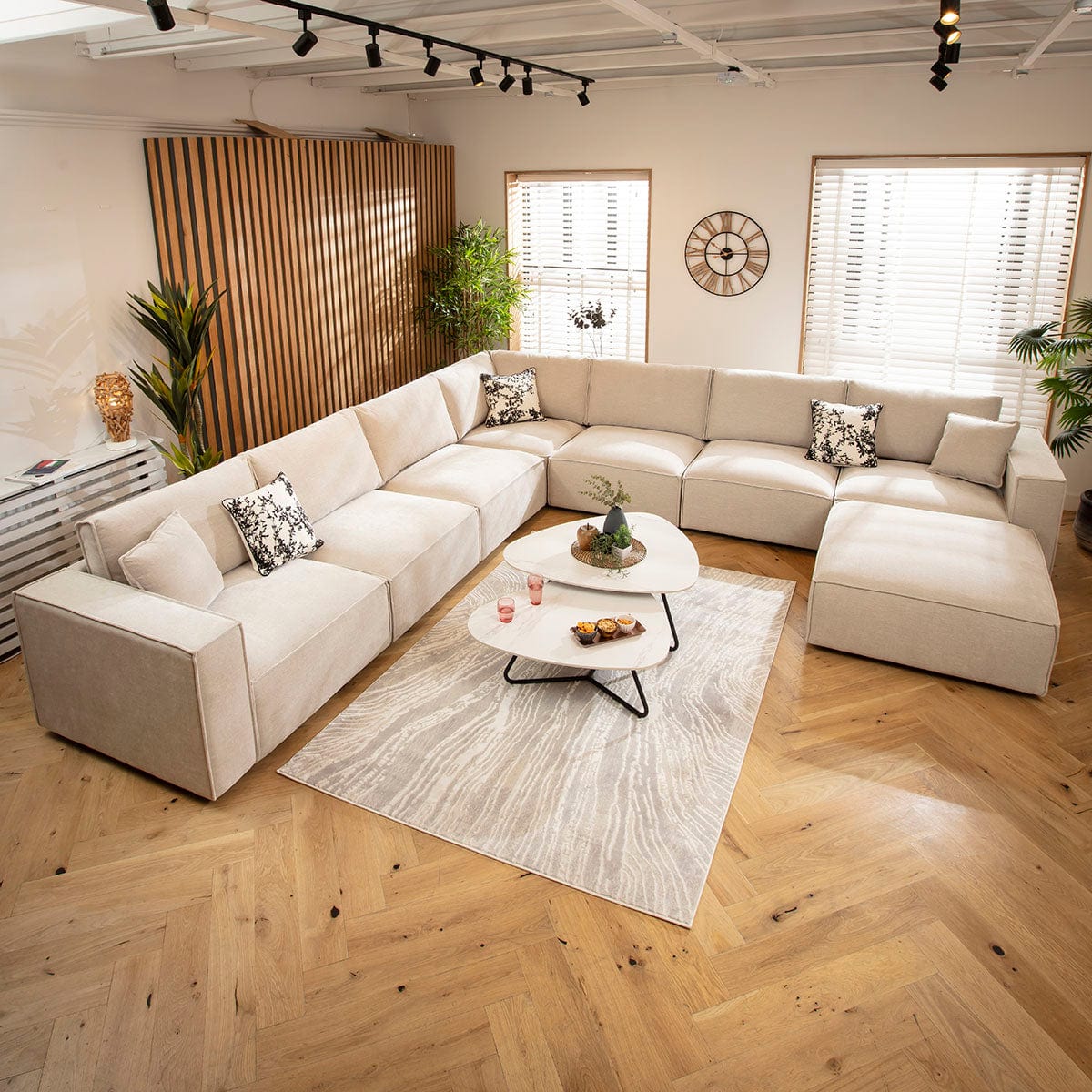 Rupert Large 7 Seater Modular Corner Sofa Natural 386x386cm 17