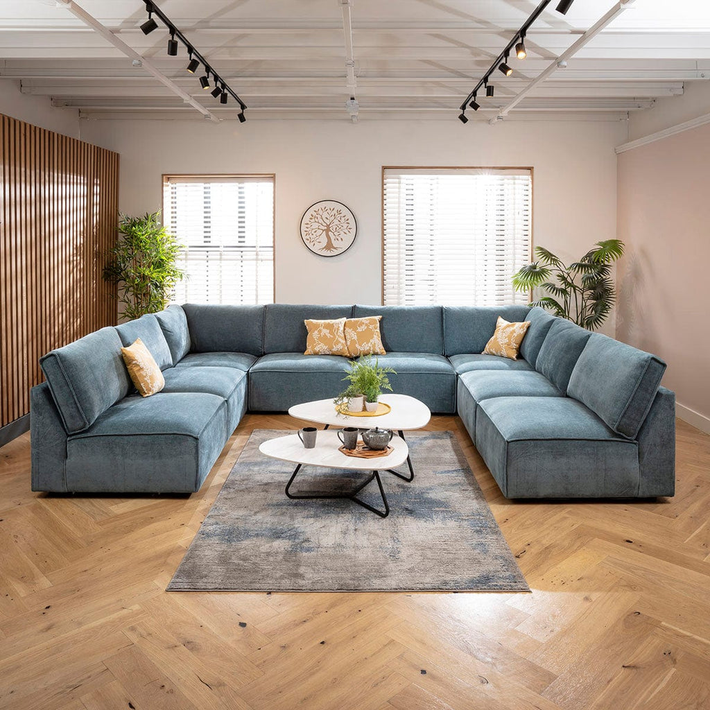 Rupert Large 8 Seater Modular U-Shape Corner Sofa Aqua Blue 374x276cm 18