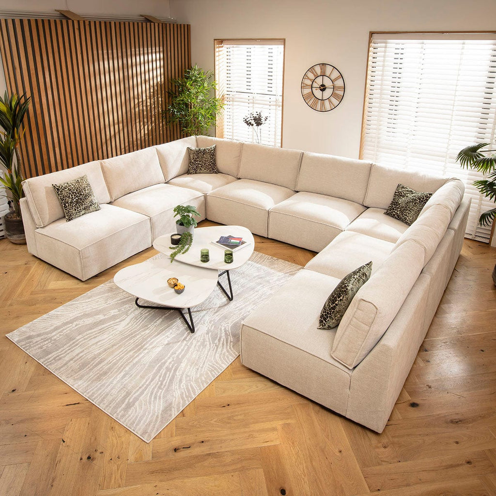 Rupert Large 8 Seater Modular U-Shape Corner Sofa Natural 374x276cm 18