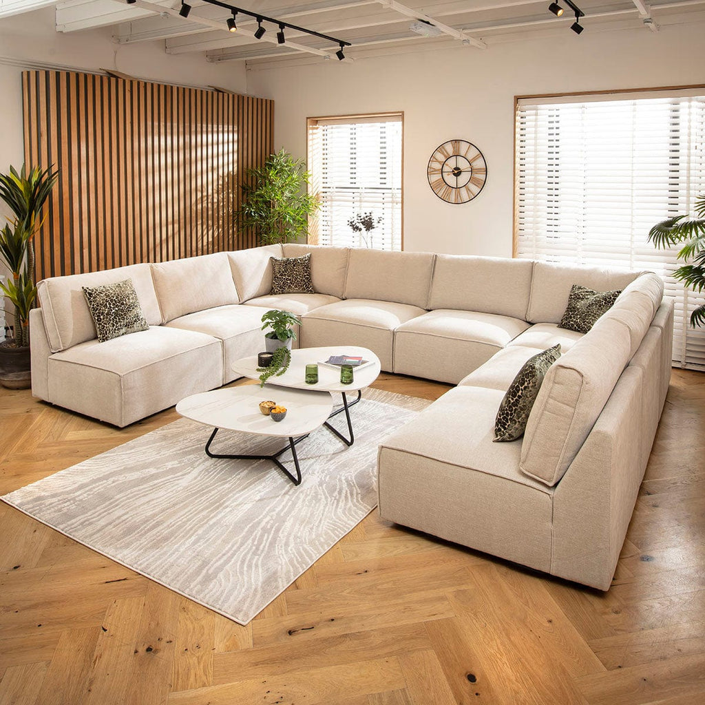 Rupert Large 8 Seater Modular U-Shape Corner Sofa Natural 374x276cm 18