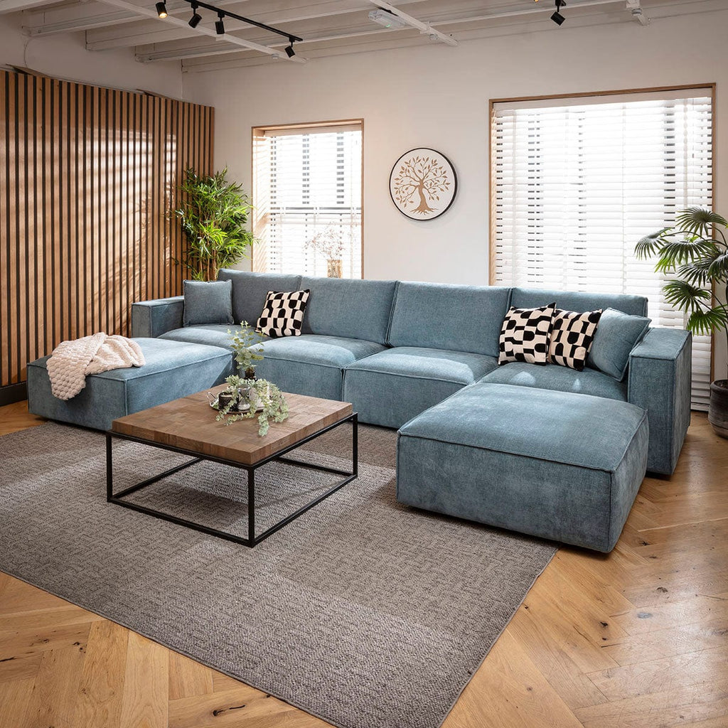 Rupert Large Modern 4 Seater Modular Chaise Sofa Settee Aqua Blue 398x196cm 7