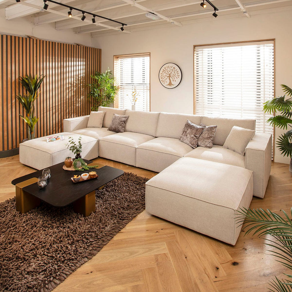 Rupert Large Modern 4 Seater Modular Chaise Sofa Settee Natural 398x196cm 7