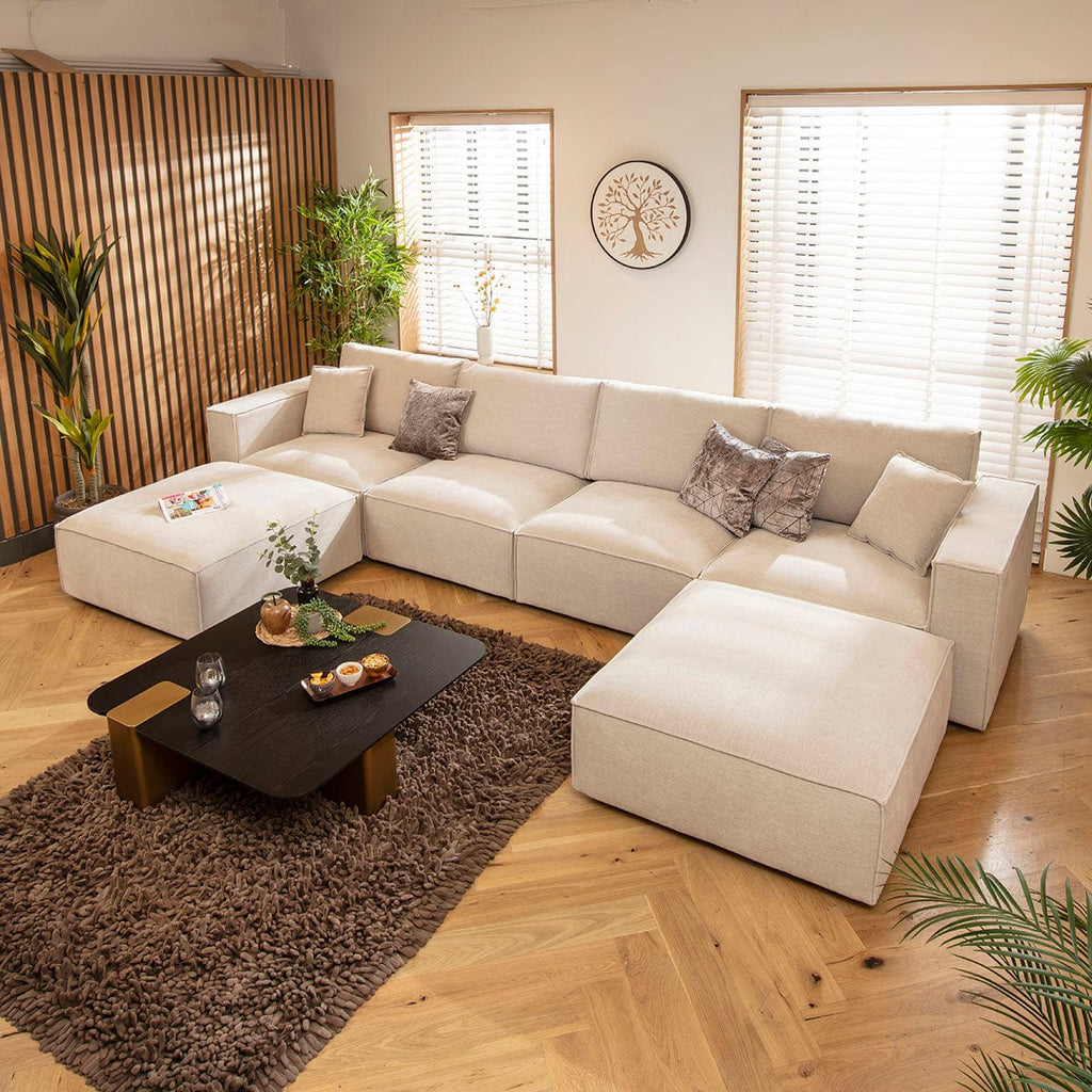 Rupert Large Modern 4 Seater Modular Chaise Sofa Settee Natural 398x196cm 7