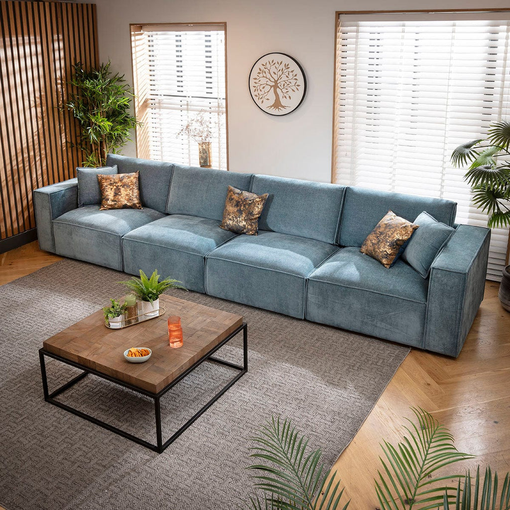Rupert Large Modern 4 Seater Modular Sofa Settee Aqua Blue 398x98cm 16