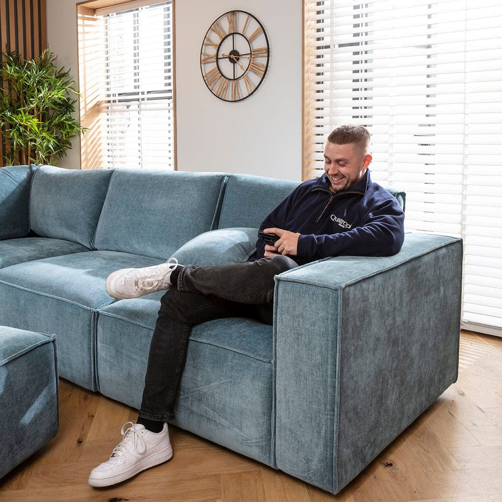 Rupert Large Modern 4 Seater Modular Chaise Sofa Settee Aqua Blue 398x196cm 7