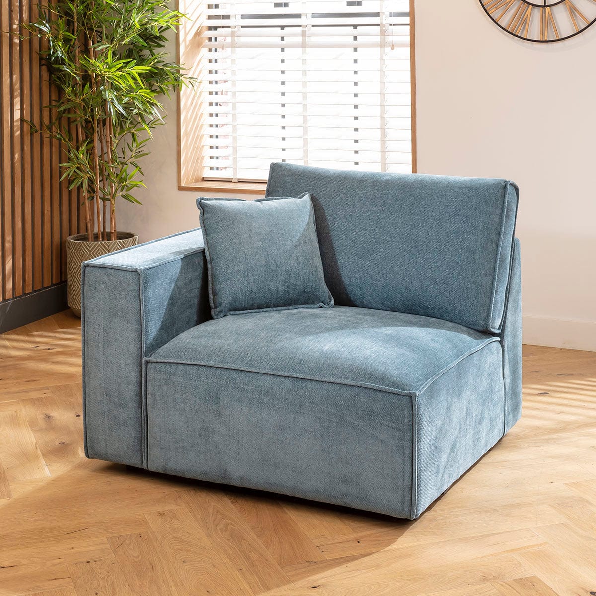 Rupert Left-Hand Armed Modular Sofa Section Aqua Blue 110x98cm