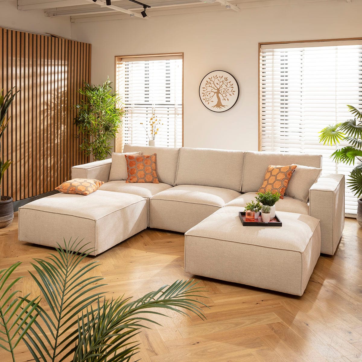 Rupert Modern 3 Seater Modular U-Shape Chaise Sofa Natural 309x196cm 4