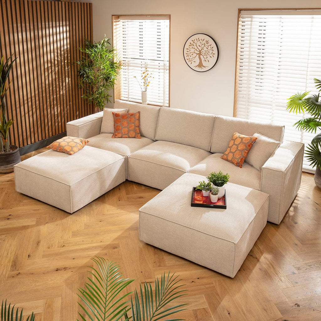 Rupert Modern 3 Seater Modular U-Shape Chaise Sofa Natural 309x196cm 4