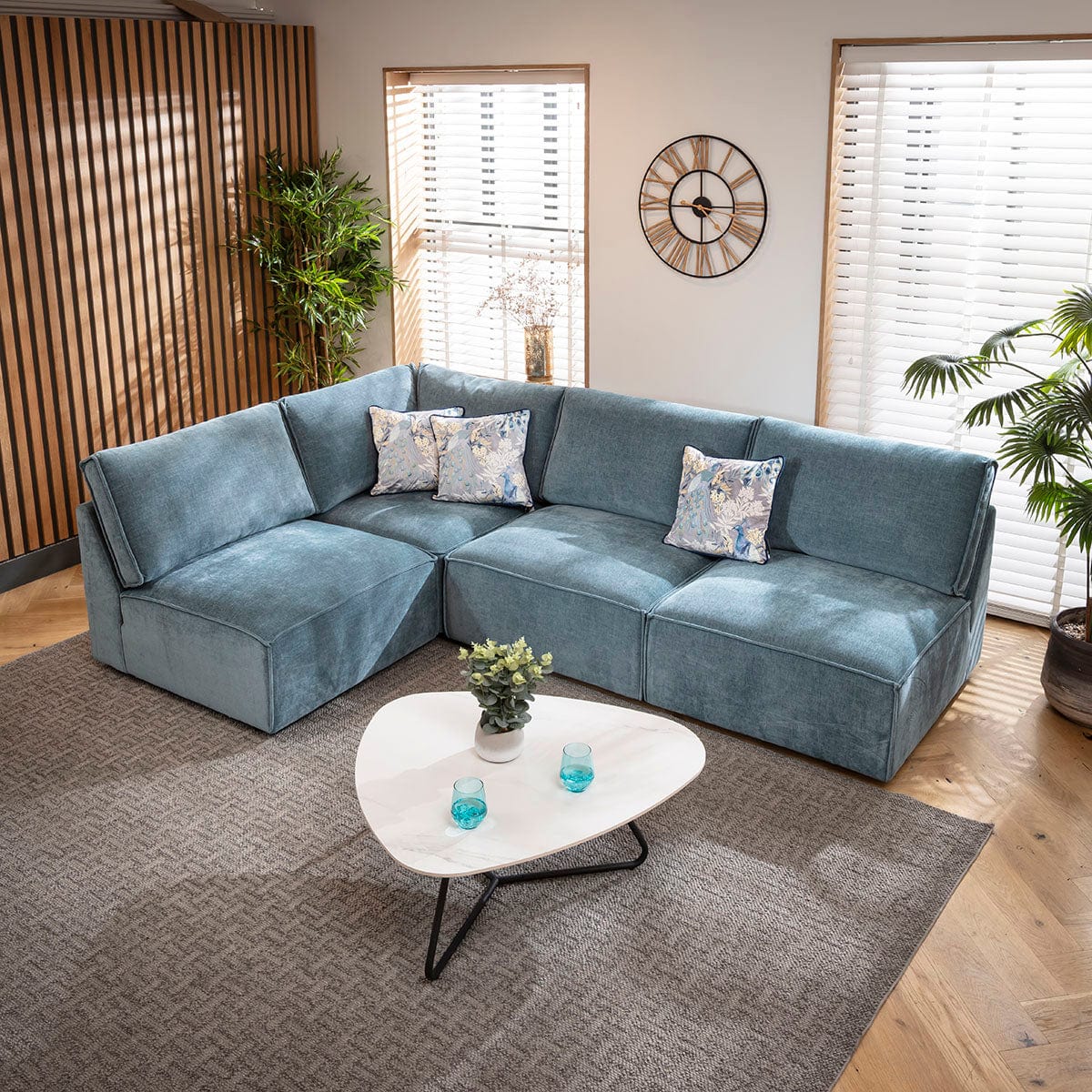 Rupert Modern 4 Seater Modular Corner Sofa Aqua Blue 276x187cm 22