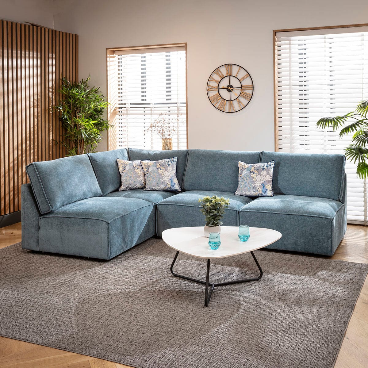 Rupert Modern 4 Seater Modular Corner Sofa Aqua Blue 276x187cm 22