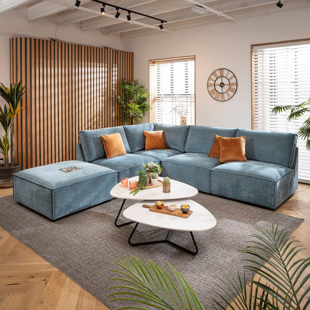 Rupert Modern 4 Seater Modular Corner Sofa Aqua Blue 276x285cm 20