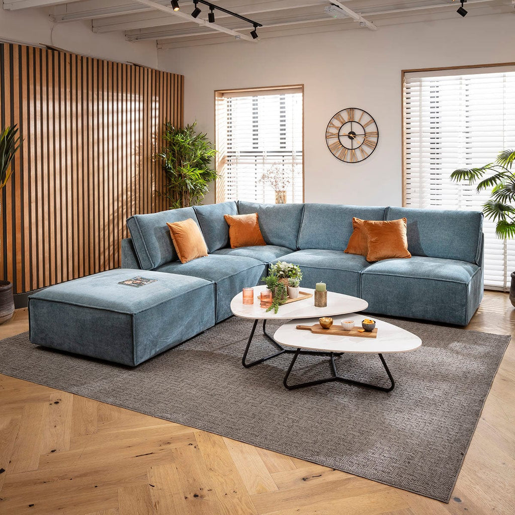 Rupert Modern 4 Seater Modular Corner Sofa Aqua Blue 276x285cm 20