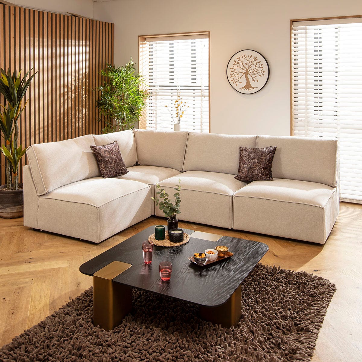 Rupert Modern 4 Seater Modular Corner Sofa Natural 276x187cm 22