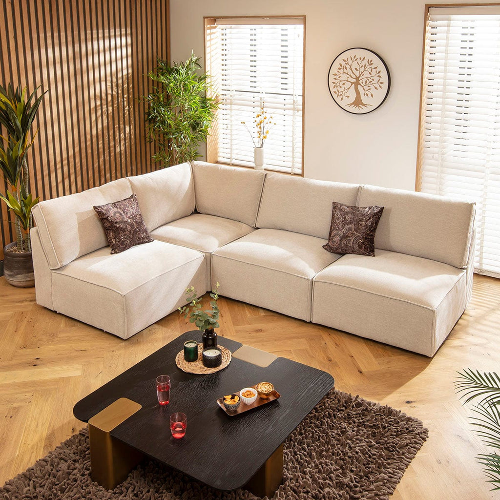 Rupert Modern 4 Seater Modular Corner Sofa Natural 276x187cm 22