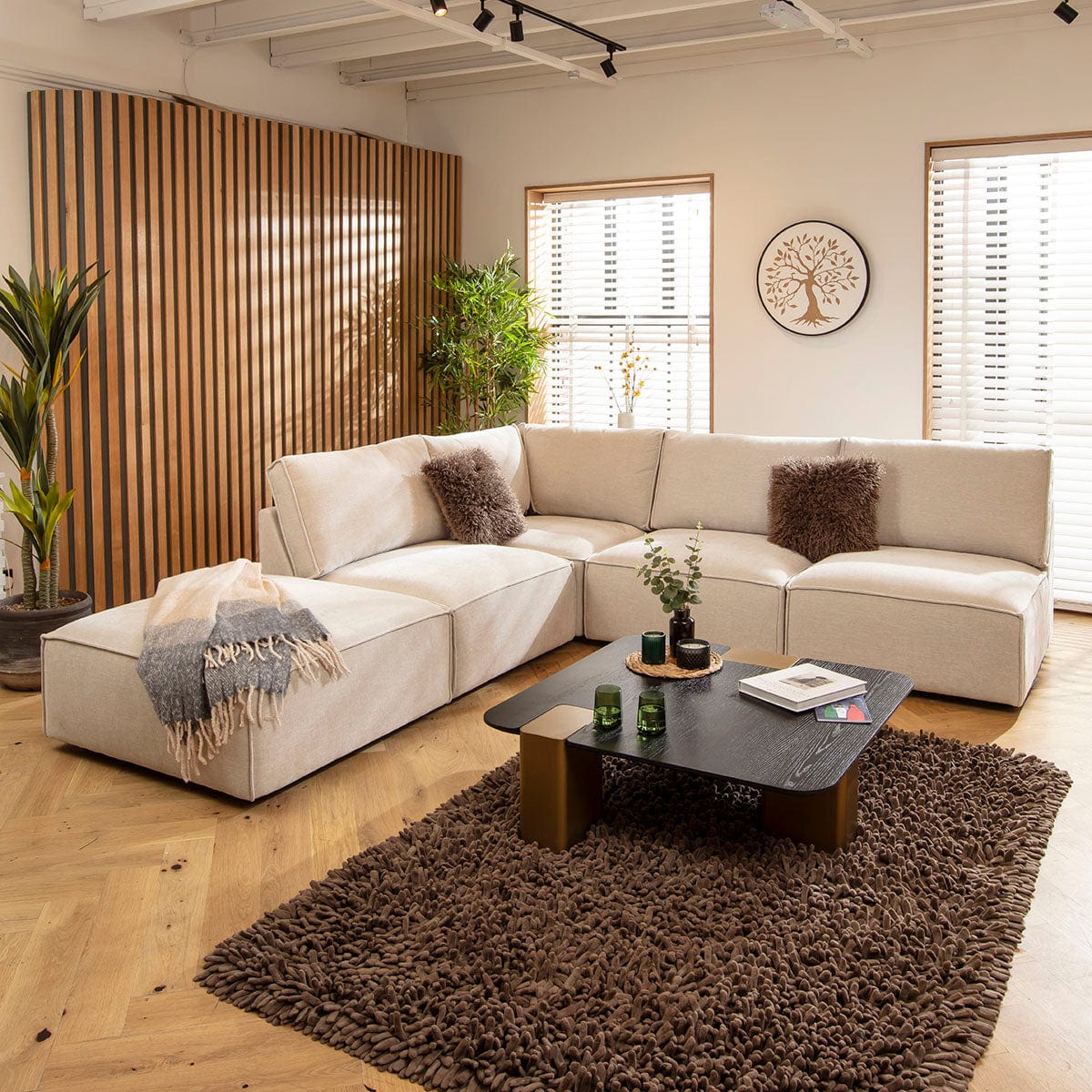 Rupert Modern 4 Seater Modular Corner Sofa Natural 276x285cm 20