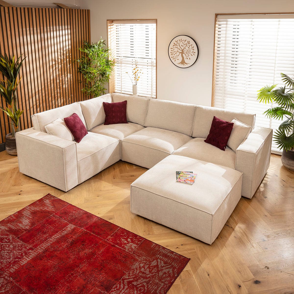 Rupert Modern 4 Seater Modular Corner Sofa Natural 306x208cm 5