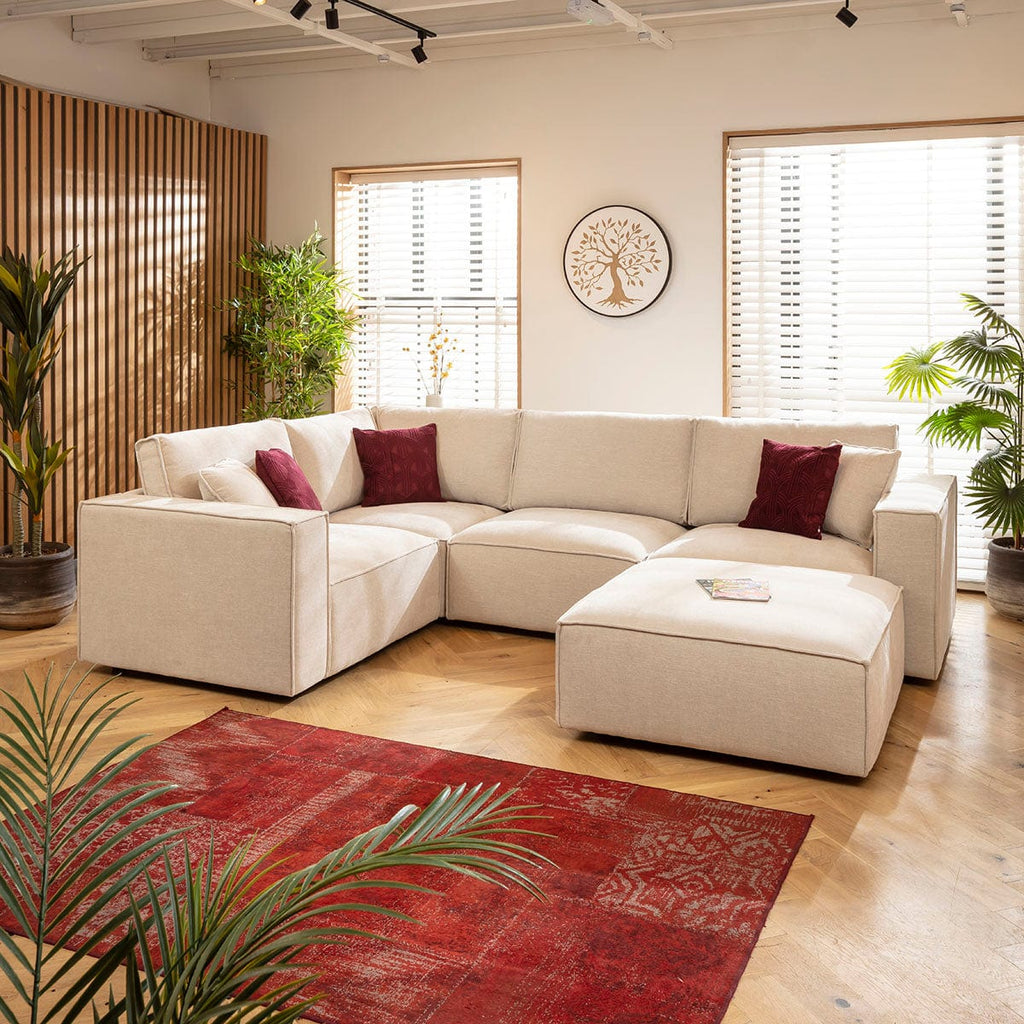 Rupert Modern 4 Seater Modular Corner Sofa Natural 306x208cm 5