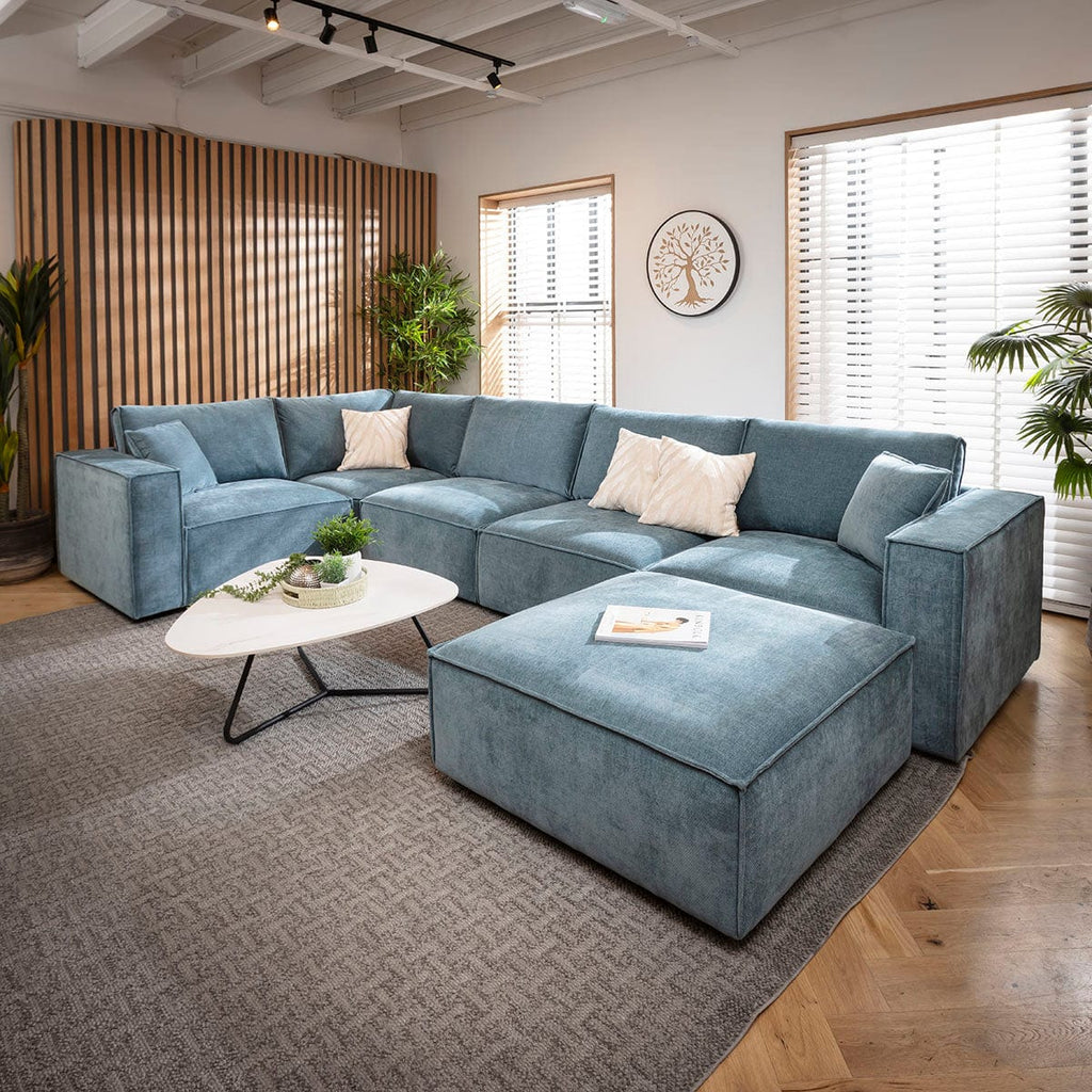 Rupert Modern 5 Seater Modular Corner Sofa Aqua Blue 386x208cm 8