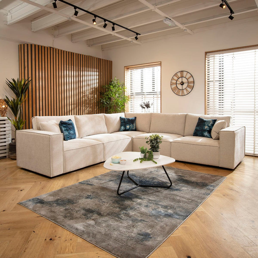 Rupert Modern 5 Seater Modular Corner Sofa Natural 297x297cm 14