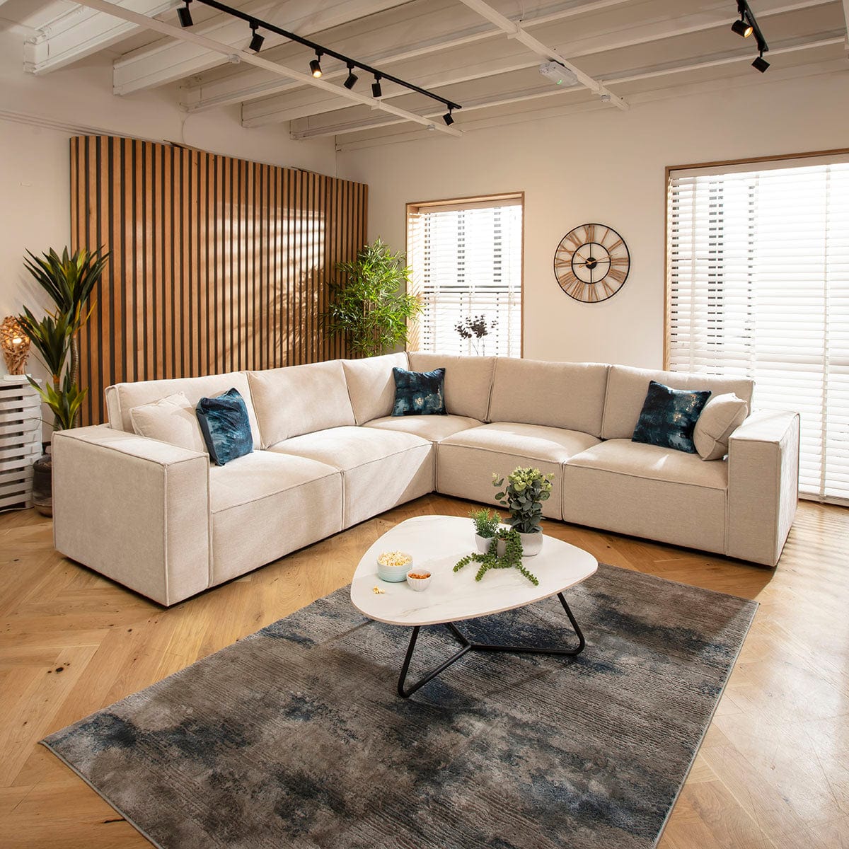 Rupert Modern 5 Seater Modular Corner Sofa Natural 297x297cm 14