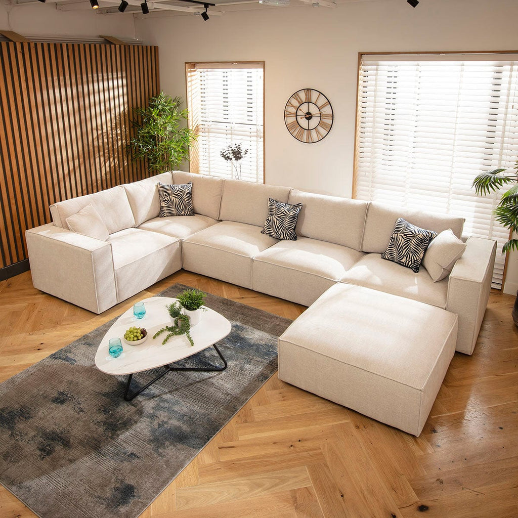 Rupert Modern 5 Seater Modular Corner Sofa Natural 374x208cm 8