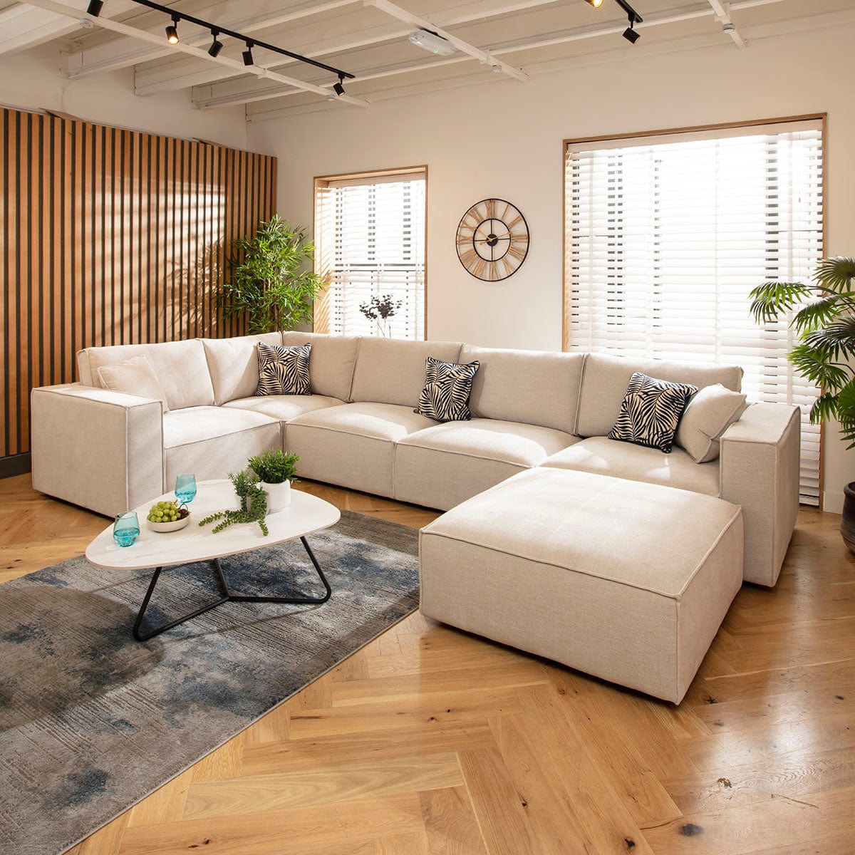 Rupert Modern 5 Seater Modular Corner Sofa Natural 374x208cm 8