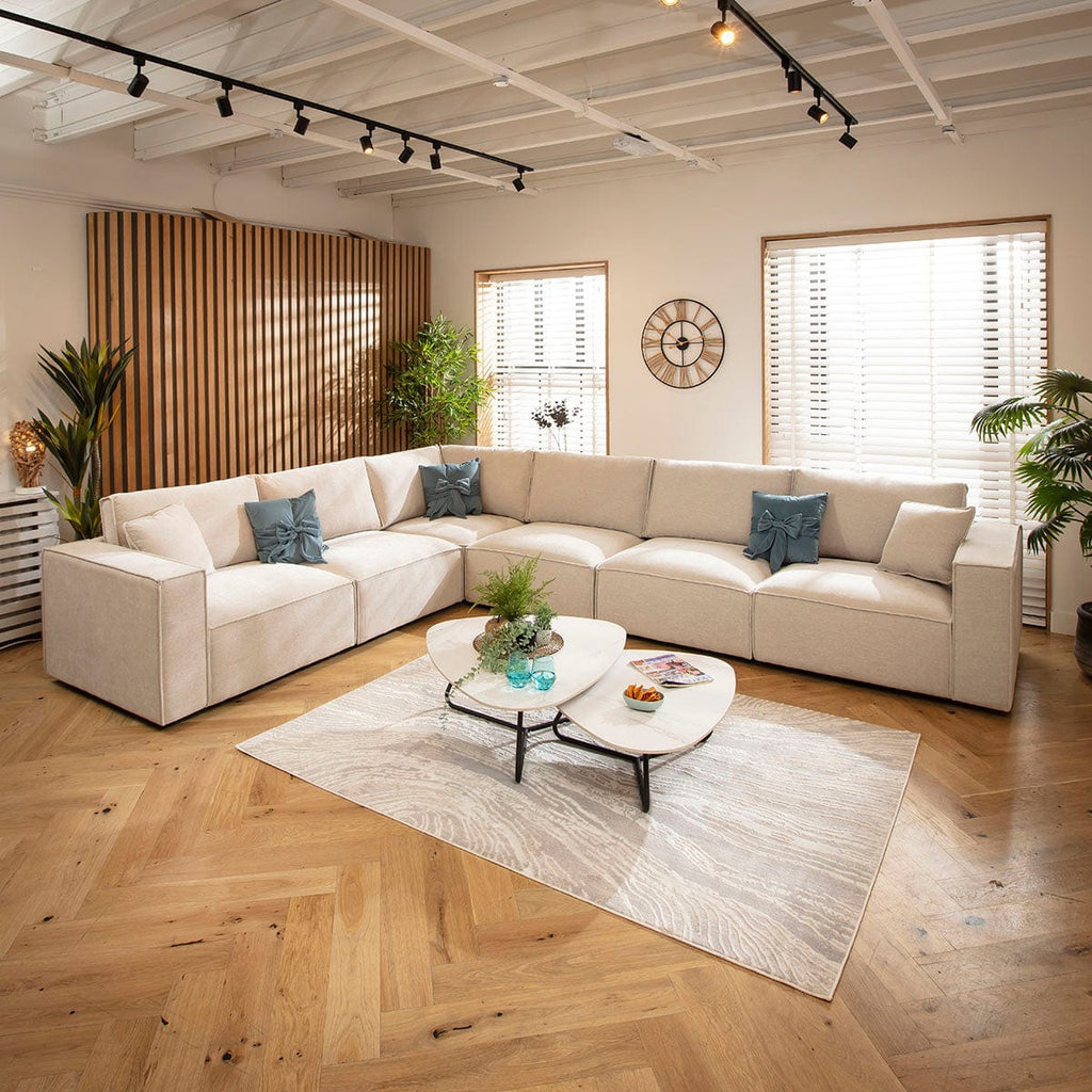 Rupert Modern 6 Seater Modular Corner Sofa Natural 386x297cm 15