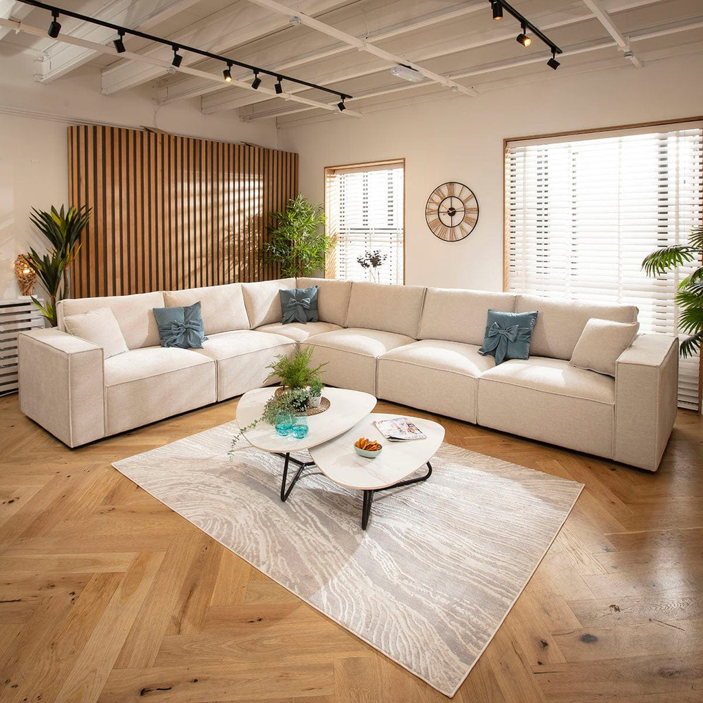 Rupert Modern 6 Seater Modular Corner Sofa Natural 386x297cm 15