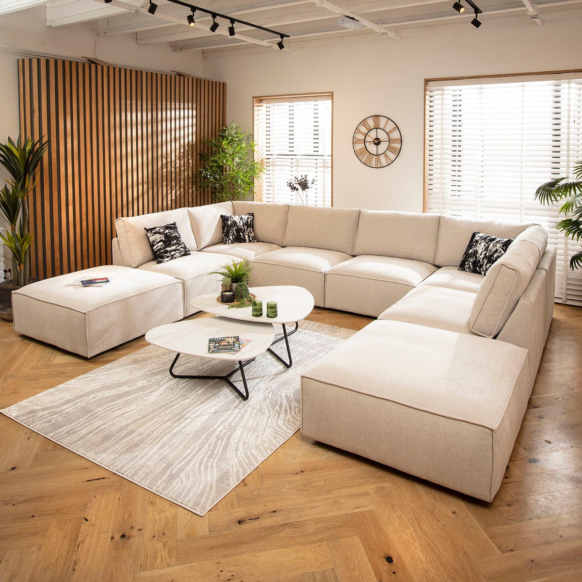 Rupert Modern 6 Seater Modular U-Shape Chaise Sofa Natural 374x285cm 10